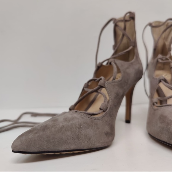 NWT: Vince Camuto Beige Suede Lace Up Pumps - Picture 3 of 10